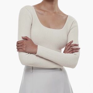 Babaton Sculpt Knit Squareneck Cropped sweater top
